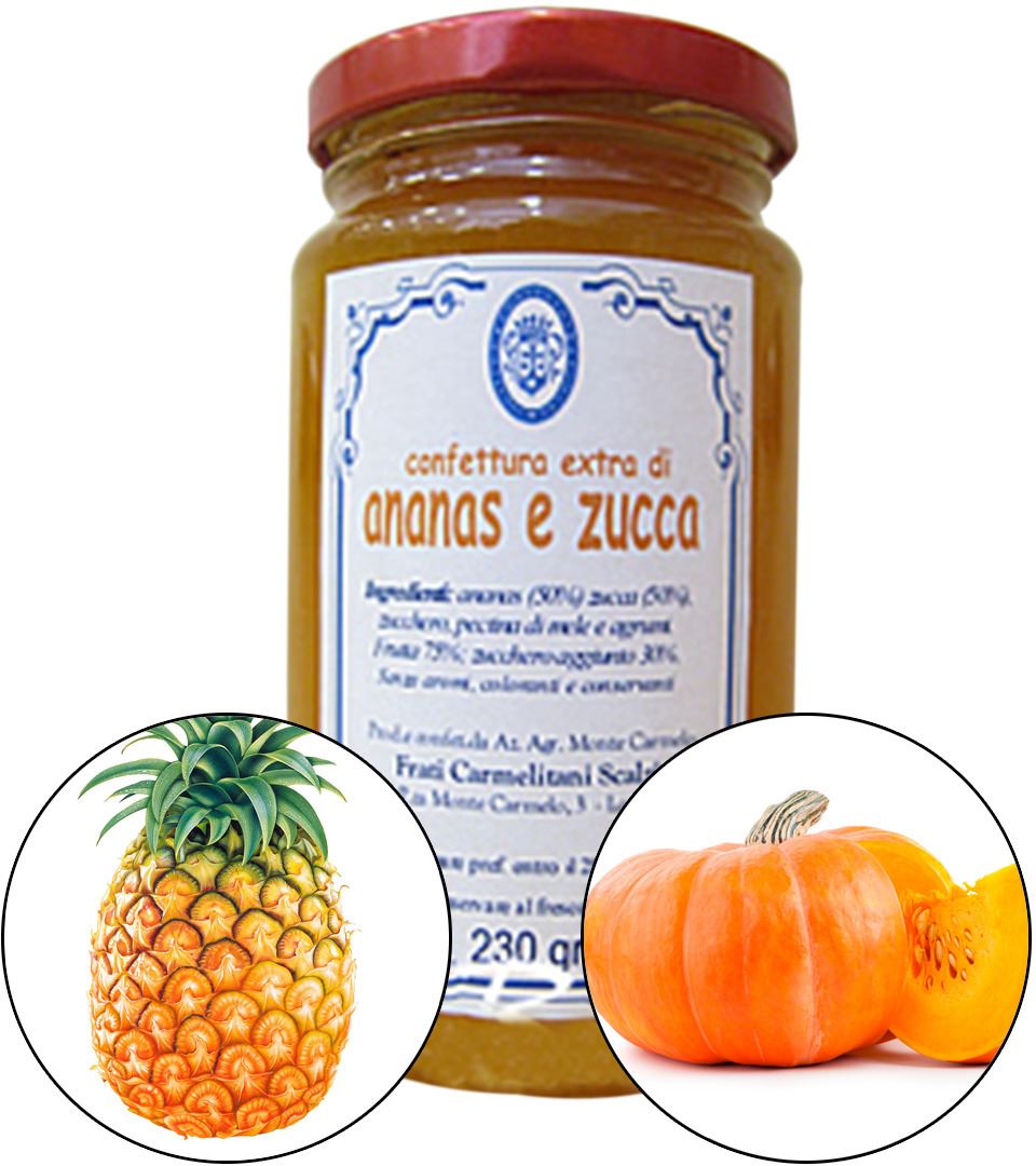 confettura di ananas e zucca al mandarancio dei frati carmelitani scalzi  - vasetto 230g