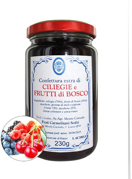 confettura di ciliegie e frutti di bosco dei frati carmelitani scalzi - vasetto 230g