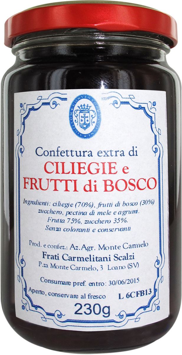 confettura di ciliegie e frutti di bosco dei frati carmelitani scalzi - vasetto 230g