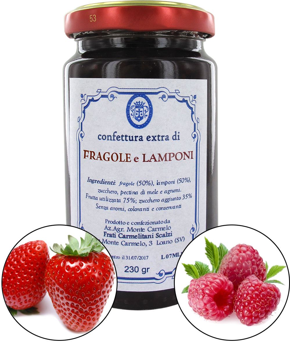 confettura di lamponi e fragole dei frati carmelitani scalzi - vasetto 230g