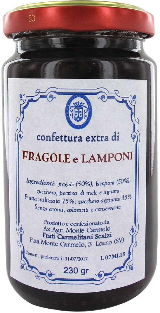 confettura di lamponi e fragole dei frati carmelitani scalzi - vasetto 230g