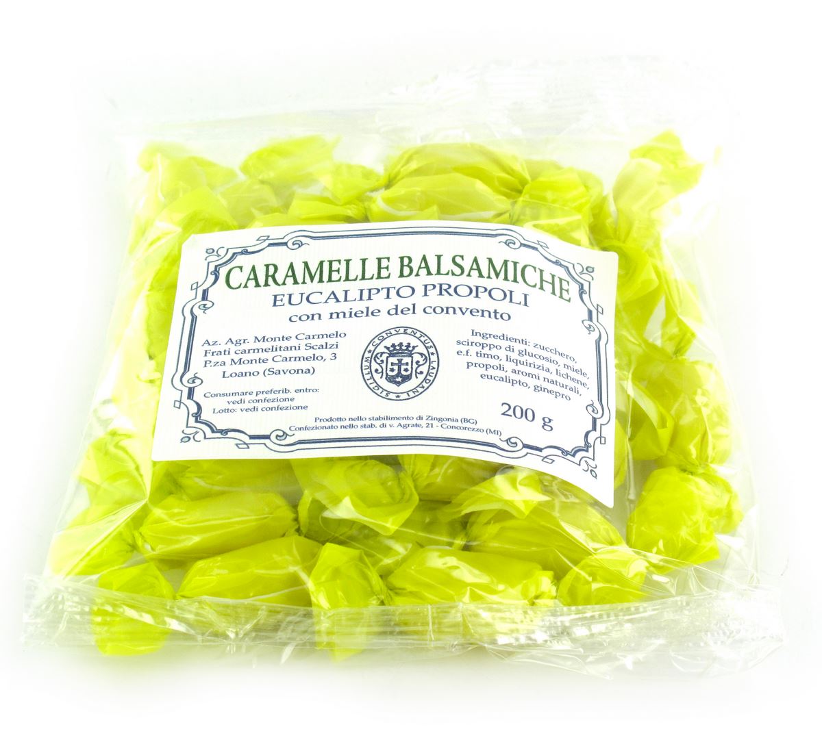 caramelle balsamiche dei frati carmelitani scalzi - miele, eucalipto e propoli - azienda agricola 