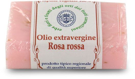 saponetta alla rosa rossa e olio extra vergine d'oliva dei frati carmelitani scalzi - 100g