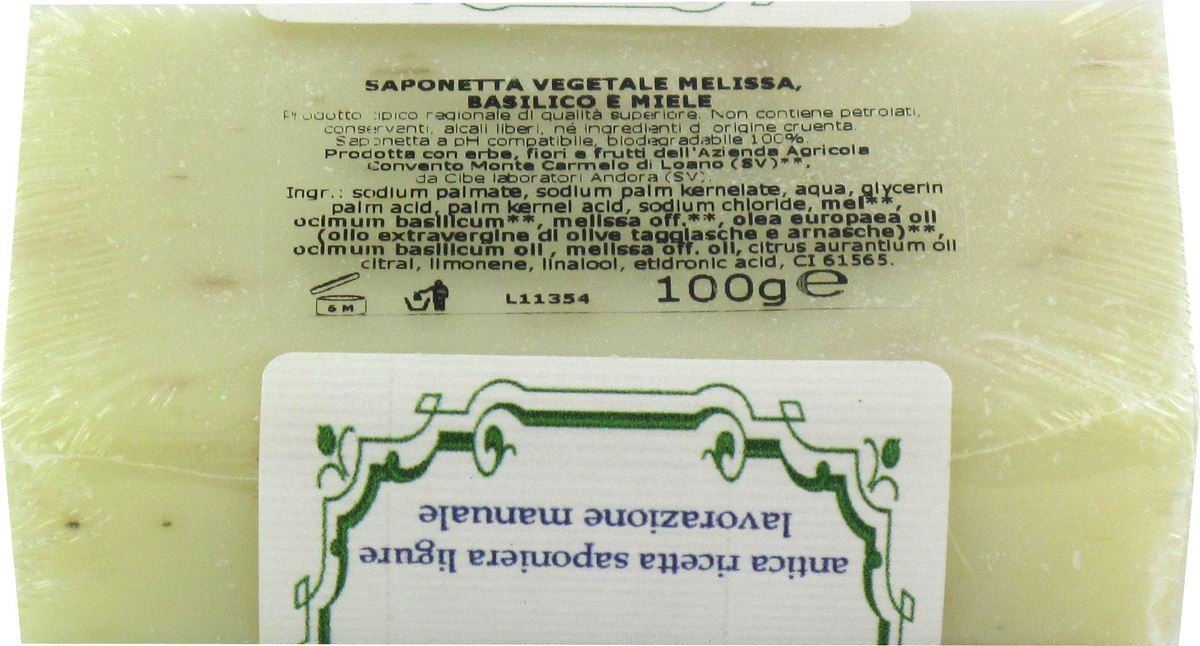 saponetta al basilico, melissa e miele dei frati carmelitani scalzi - 100g