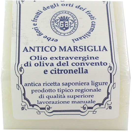 sapone di marsiglia dei frati carmelitani scalzi, olio e citronella - cubo da 125 g