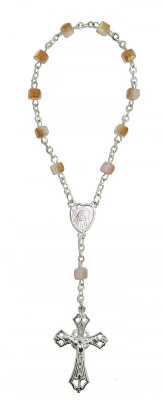rosario decina mezzo cristallo cubetto bianco e ambrato