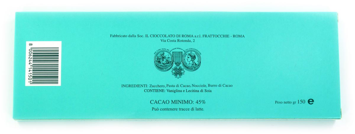 tavoletta di cioccolato fondente con nocciole da 150 grammi