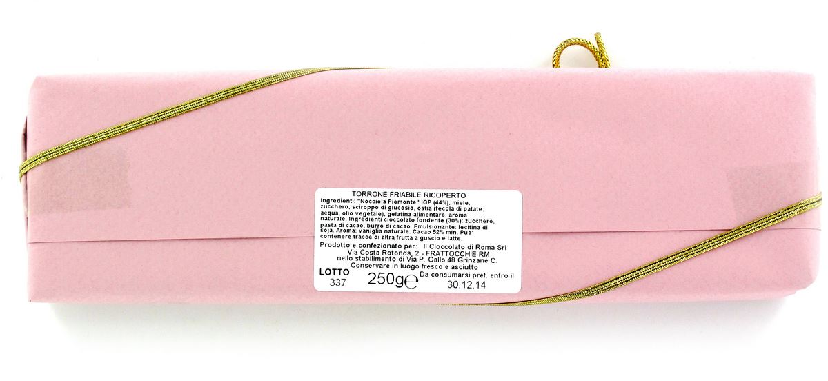 torrone friabile ricoperto di cioccolato da 250 grammi