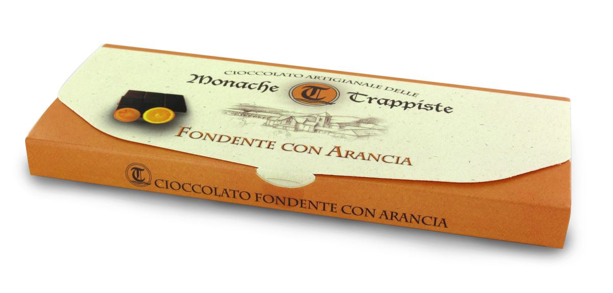 cioccolato artigianale fondente con arancia 150 grammi - monache trappiste praga