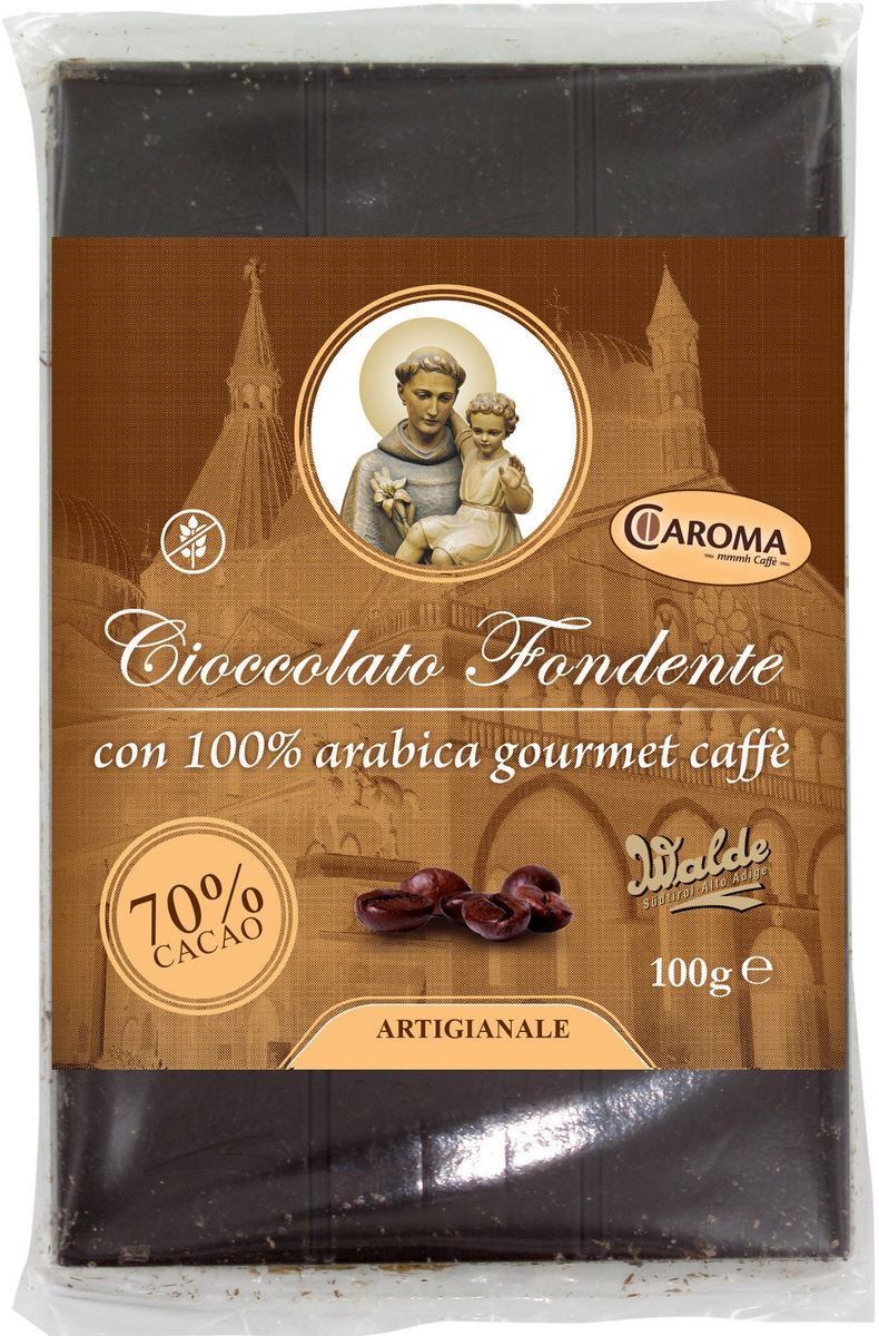 cioccolato fondente con 100% arabica caffè (70%) linea san antonio di padova