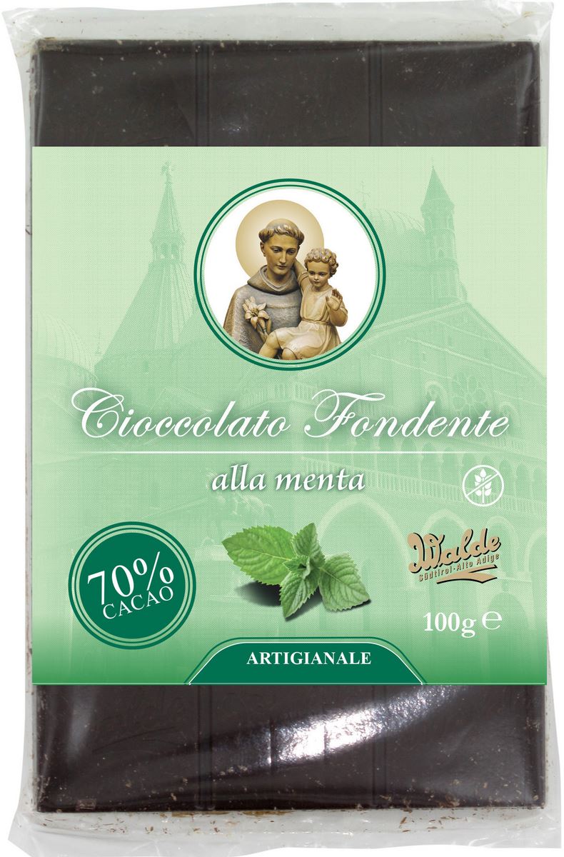 cioccolato fondente alla menta (70%) linea san antonio di padova