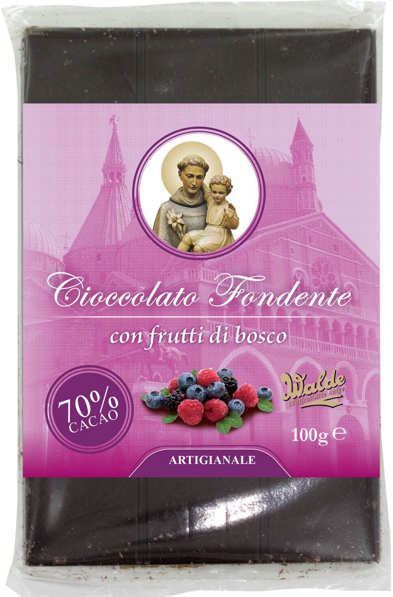 cioccolato fondente ai frutti di bosco (70%) linea san antonio di padova