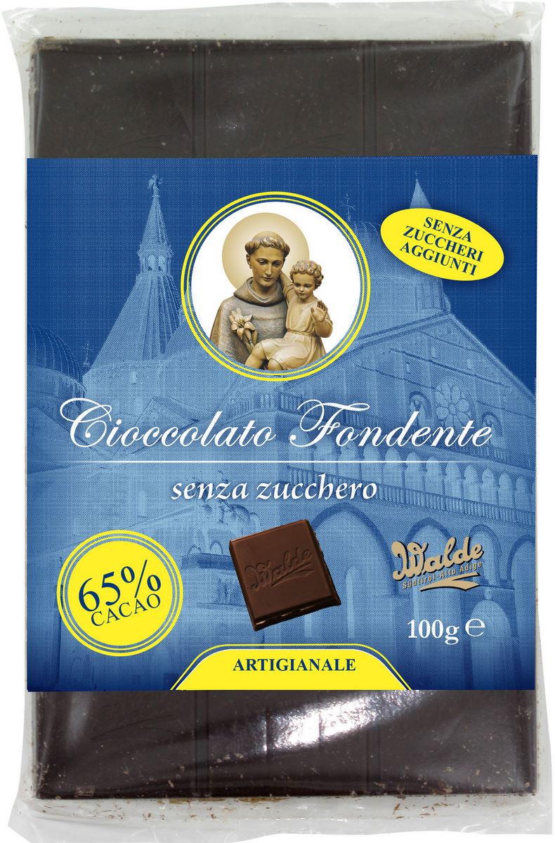 cioccolato fondente senza zucchero (65%) linea san antonio di padova