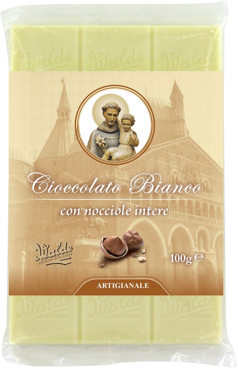 cioccolato bianco con nocciole intere linea san antonio di padova