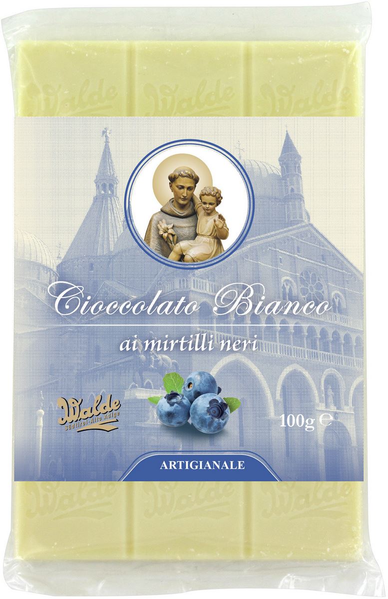 cioccolato bianco ai mirtilli neri linea san antonio di padova