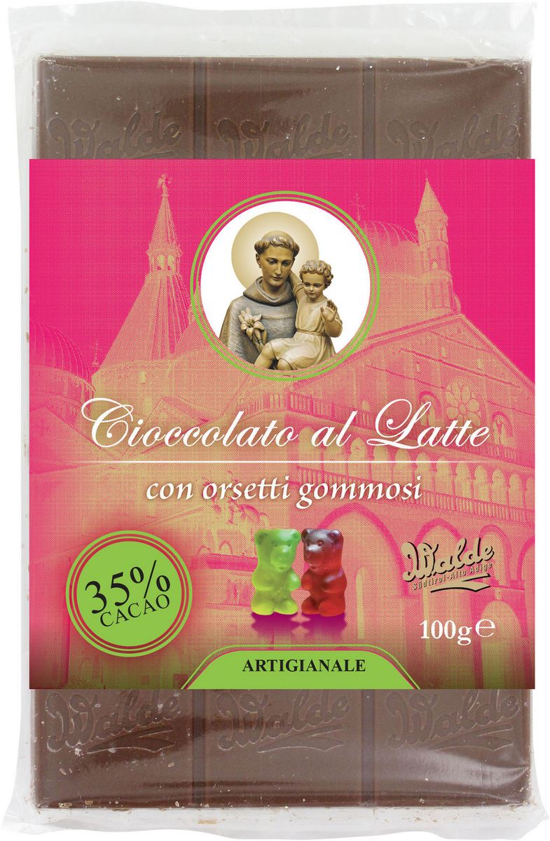 cioccolato al latte con orsetti gommosi linea san antonio di padova