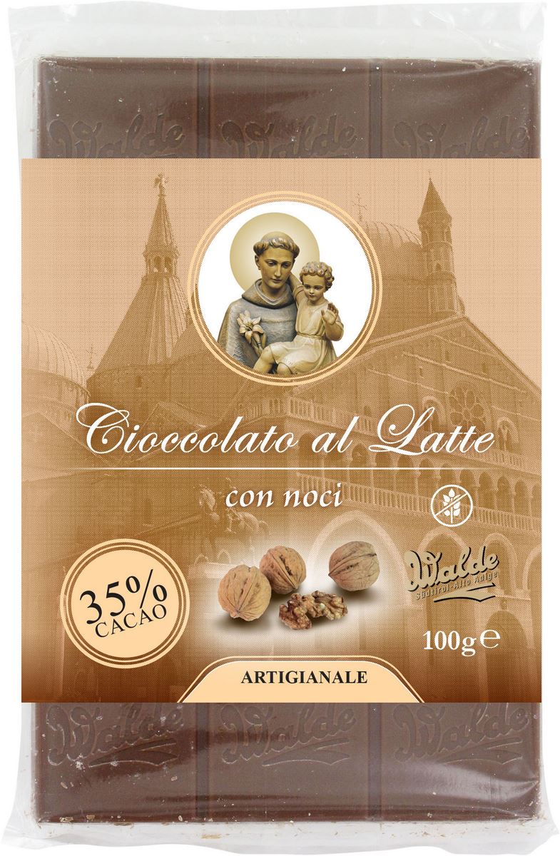 cioccolato al latte con noci linea san antonio di padova