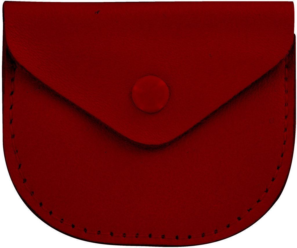 portarosario con bottone in vera pelle di colore rosso - 7 x 6 cm