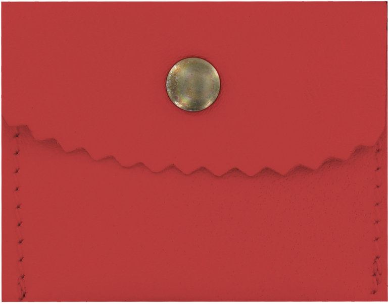 portarosario con bottone in pelle colore rosso - 6,4 x 5 cm