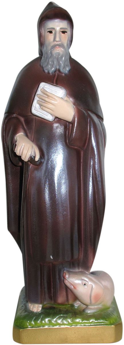 statua sant'antonio abate in gesso madreperlato dipinta a mano - 20 cm