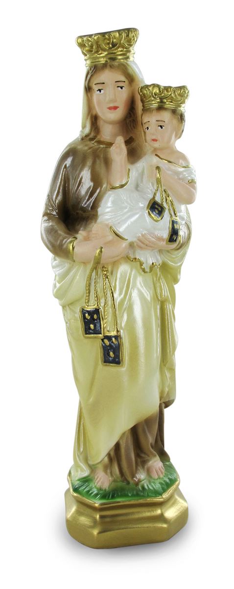 statua madonna del carmine in gesso madreperlato dipinta a mano - 20 cm