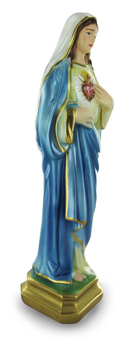 statua sacro cuore di maria in gesso madreperlato dipinta a mano - 20 cm