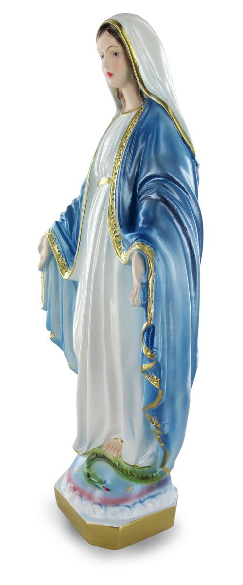 Statua Madonna Immacolata Miracolosa in gesso madreperlato dipinta a mano 20 cm 