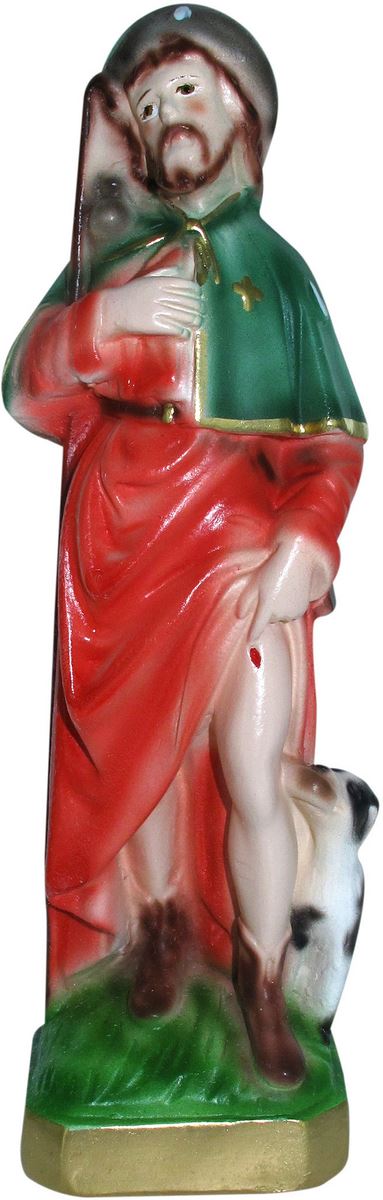 statua san rocco in gesso madreperlato dipinta a mano - 20 cm