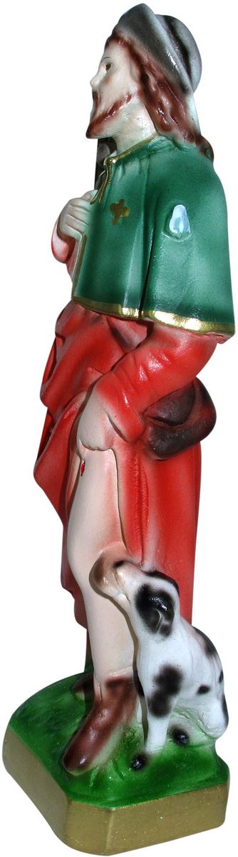 statua san rocco in gesso madreperlato dipinta a mano - 20 cm