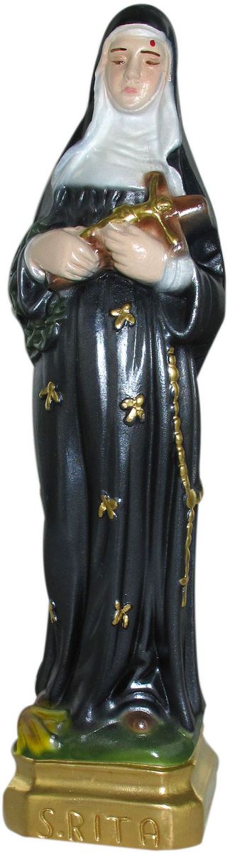 statua santa rita in gesso madreperlato dipinta a mano - 20 cm