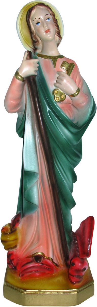 statua santa marta in gesso madreperlato dipinta a mano - altezza: 30 cm circa