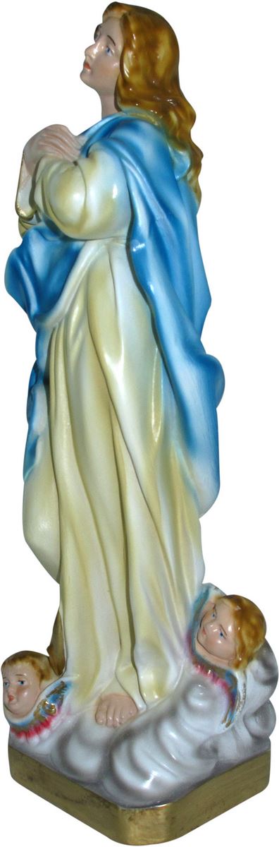 statua madonna del murillo vergine assunta in gesso madreperlato dipinta a mano - 30 cm