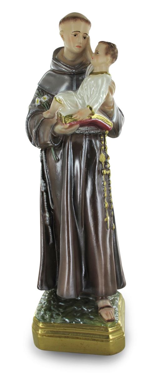 statua sant antonio in gesso madreperlato dipinta a mano - 30 cm