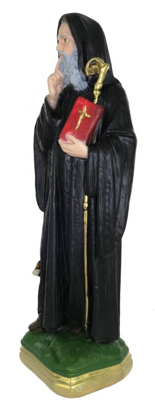 statua san benedetto in gesso madreperlato dipinta a mano - 30 cm