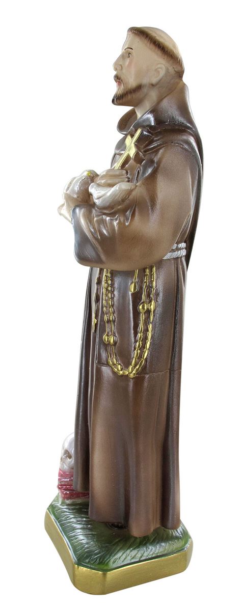 statua san francesco in gesso madreperlato dipinta a mano - 30 cm