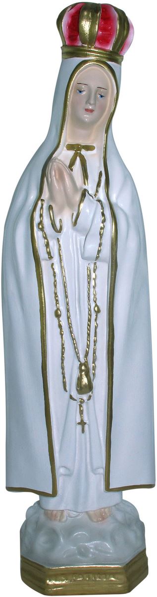 statua madonna di fátima in gesso madreperlato dipinta a mano - 36 cm circa