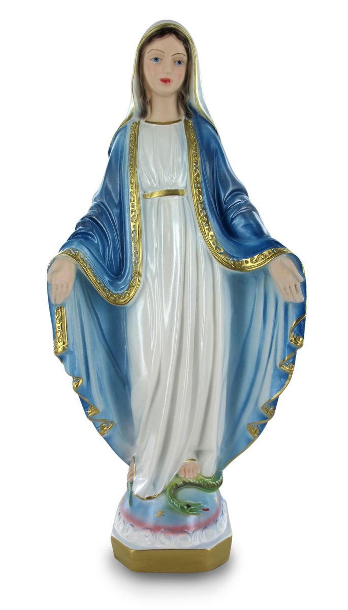 statua madonna miracolosa in gesso madreperlato dipinta a mano - 40 cm