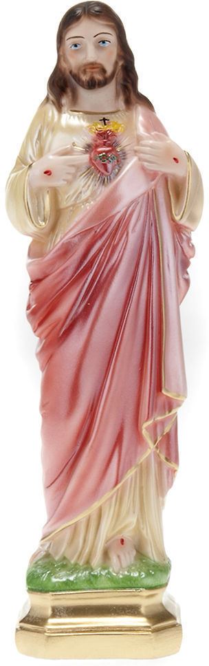 statua sacro cuore di gesù in gesso madreperlato dipinta a mano - 50 cm
