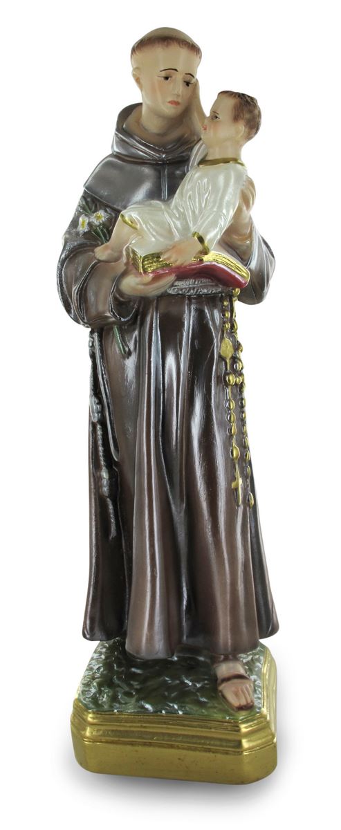 statua sant antonio in gesso madreperlato dipinta a mano - 50 cm