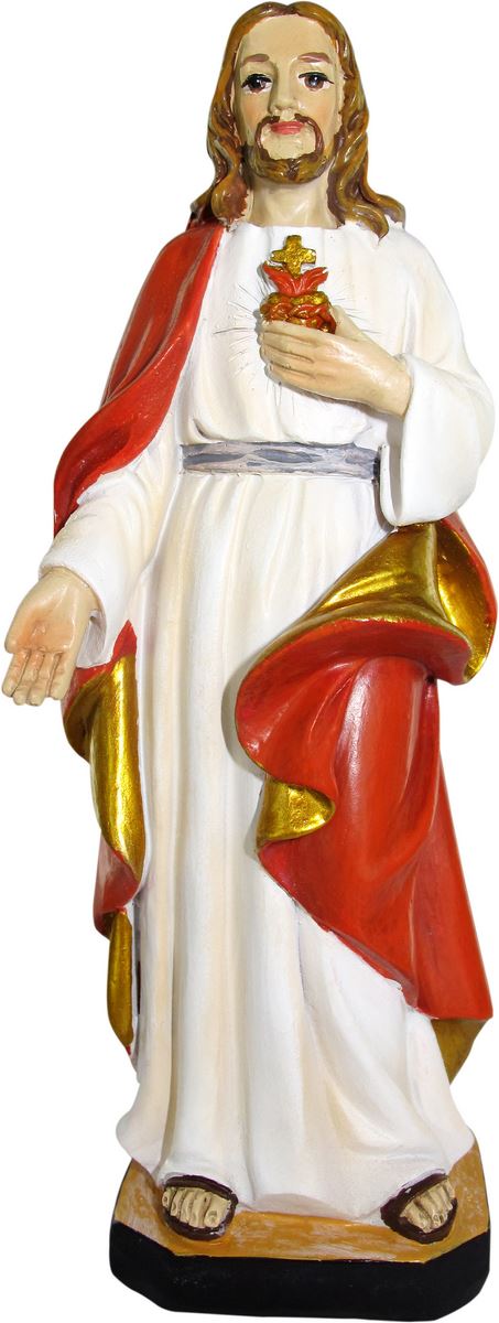 ferrari & arrighetti statua del sacro cuore di gesù da 12 cm in confezione regalo con segnalibro, statuetta personaggio religioso con scatola regalo decorativa, testi in it