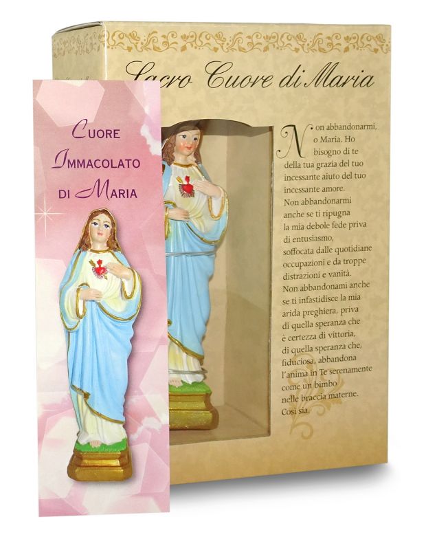statua del sacro cuore di maria da 12 cm in confezione regalo con segnalibro
