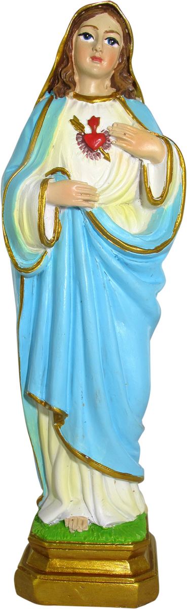 statua del sacro cuore di maria da 12 cm in confezione regalo con segnalibro in versione inglese
