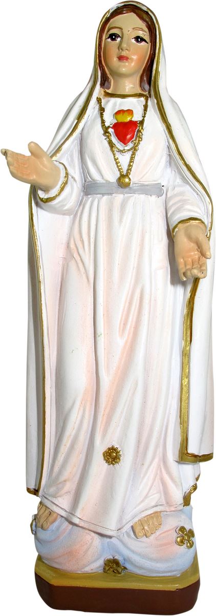 statua della madonna di fatima da 12 cm in confezione regalo con segnalibro in it/en/es/fr