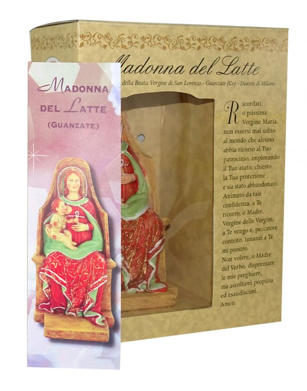 statua della madonna del latte di guanzate da 12 cm in confezione regalo con segnalibro