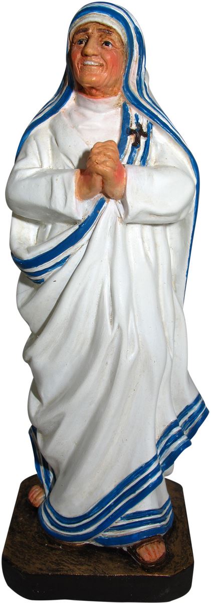 ferrari & arrighetti statua di santa madre teresa di calcutta da 12 cm in confezione regalo con segnalibro, statuetta personaggio religioso con scatola regalo decorativa, testi in it/en/es/fr