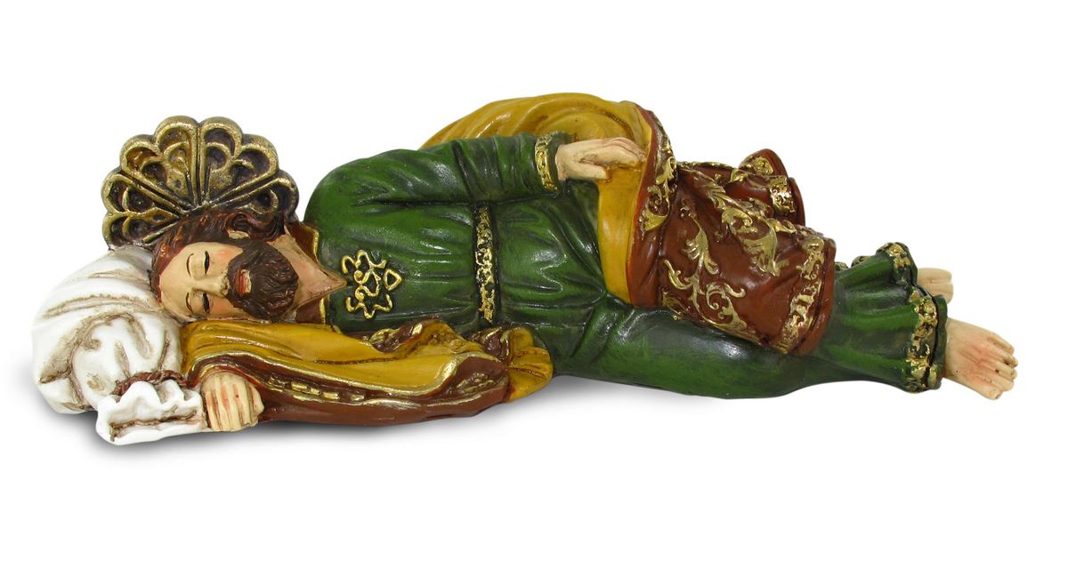 statua di san giuseppe dormiente da 20 cm in confezione regalo con segnalibro in it/en/es