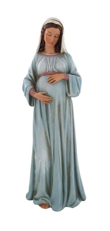 ferrari & arrighetti statuetta della madonna gestante, piccola statua di maria incinta, idea regalo per devoti alla madonna, resina, multicolore, 20 x 7 x 6,5 cm