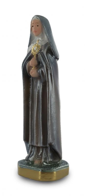 statua santa chiara in gesso madreperlato dipinta a mano - 15 cm
