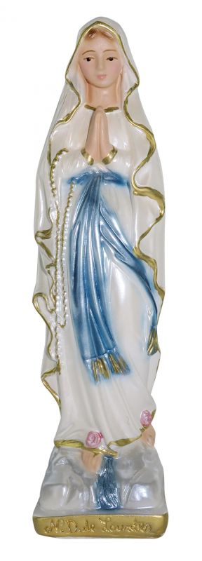 statua madonna di lourdes in gesso madreperlato dipinta a mano - 15 cm