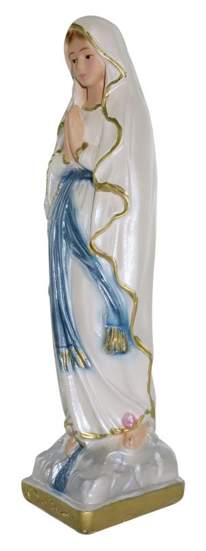 statua madonna di lourdes in gesso madreperlato dipinta a mano - 15 cm